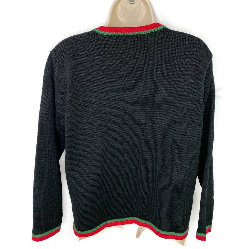 Basic Edition Vintage Holiday Cardigan Sweater Embroidered Mistletoe Medium - Picture 2 of 7